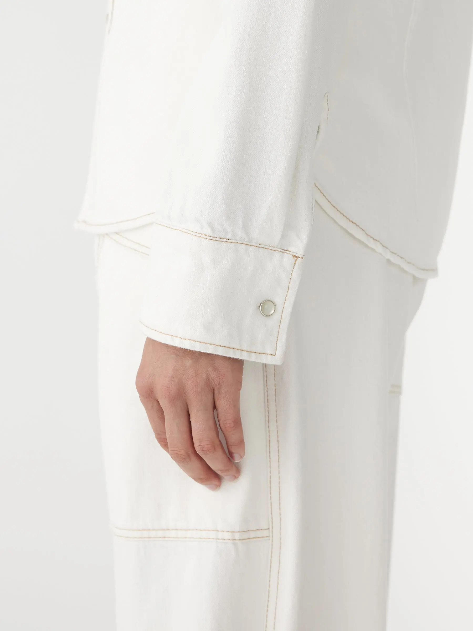 Denim Darted Western Shirt in White - Image 6