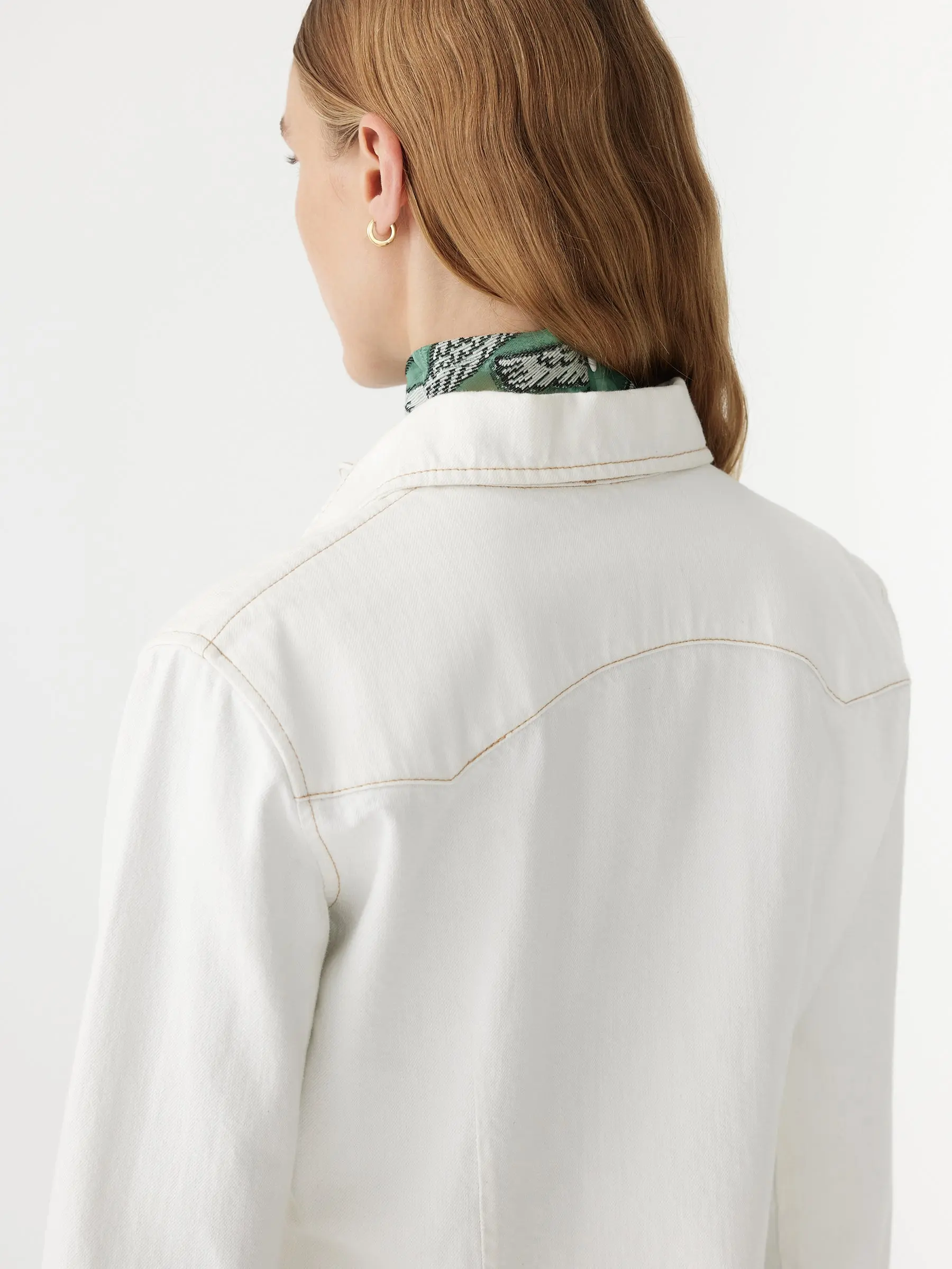 Denim Darted Western Shirt in White - Image 7
