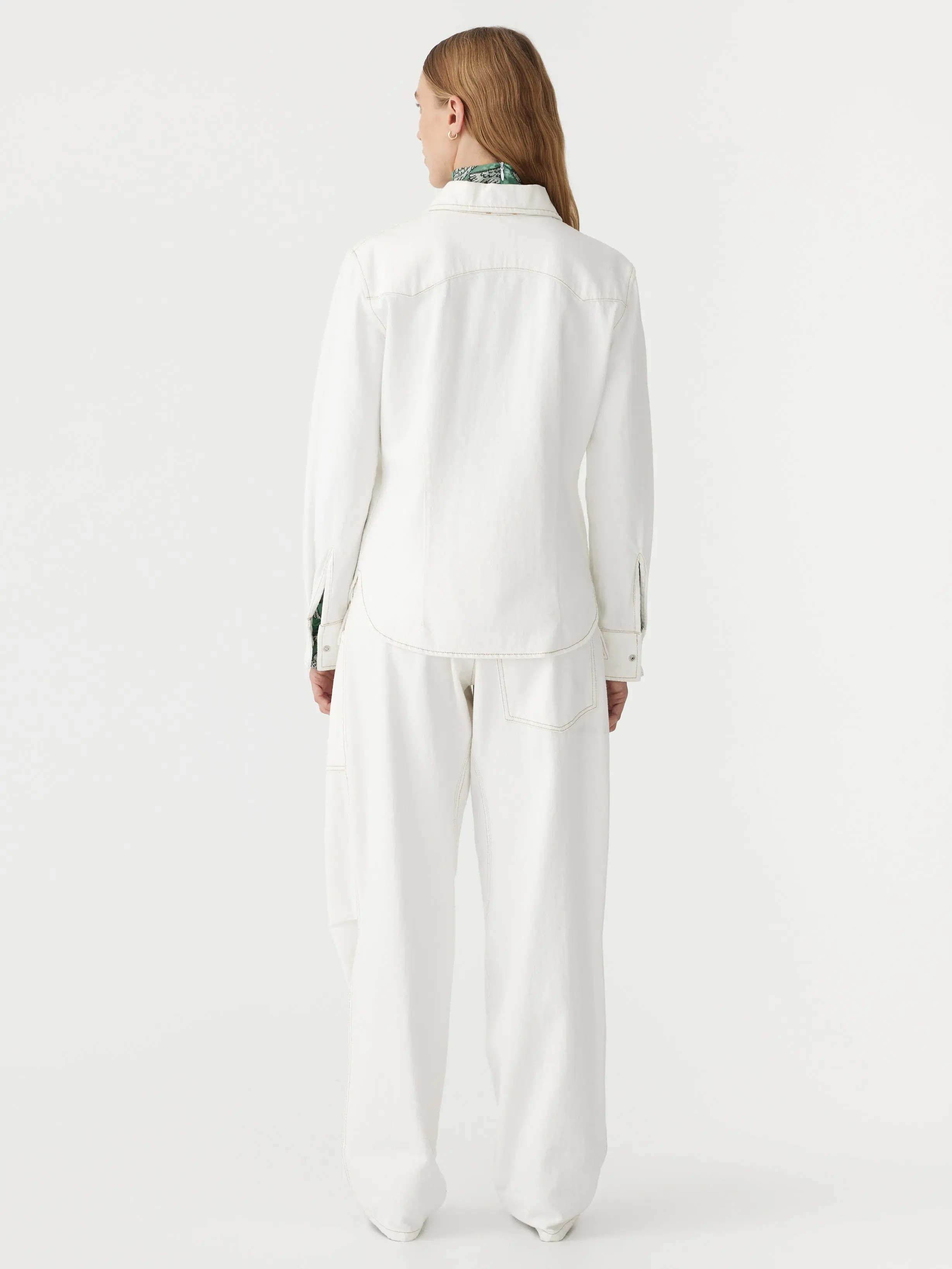 Denim Darted Western Shirt in White - Image 8