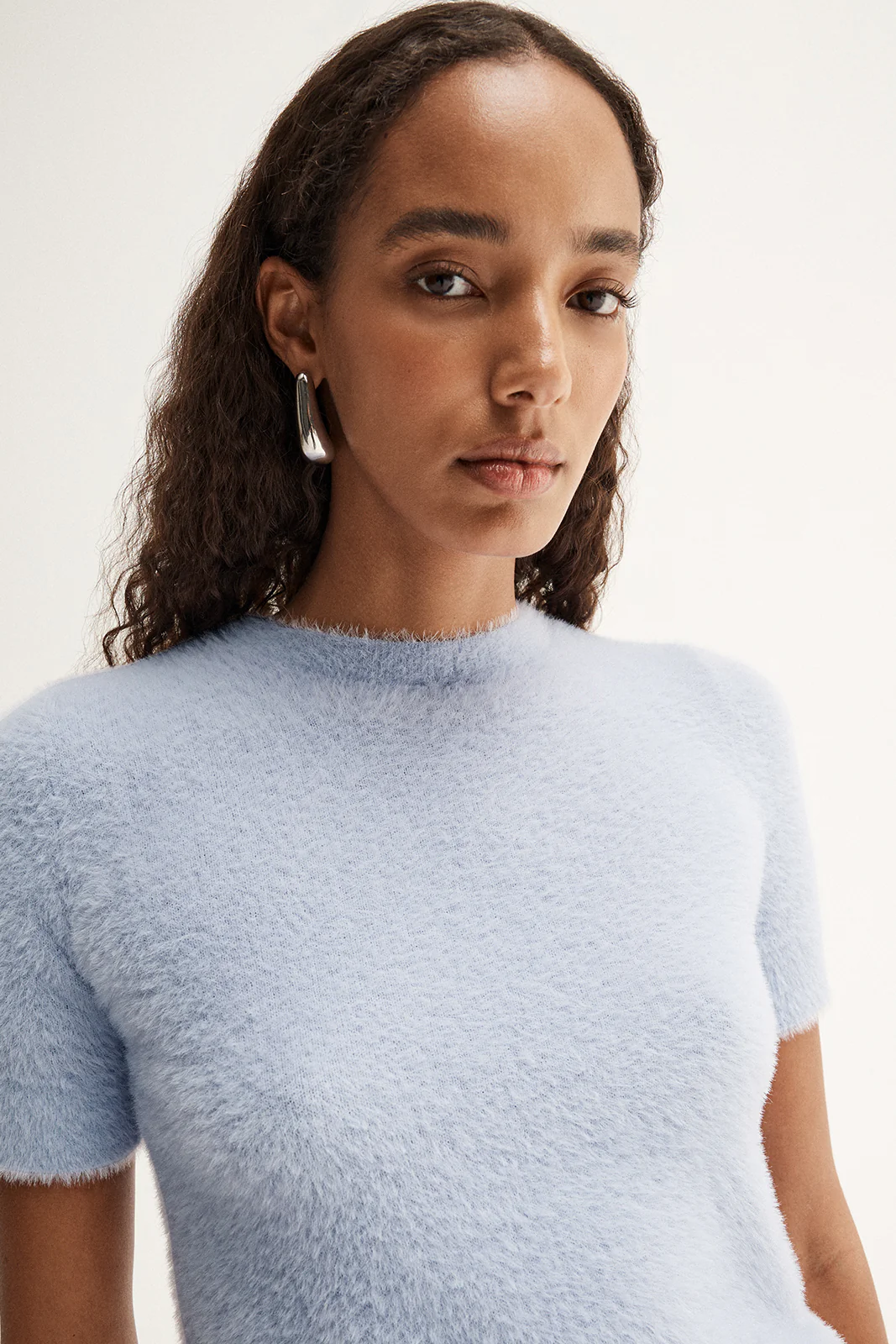 Mochi Knit Tee in Pale Blue - Image 5