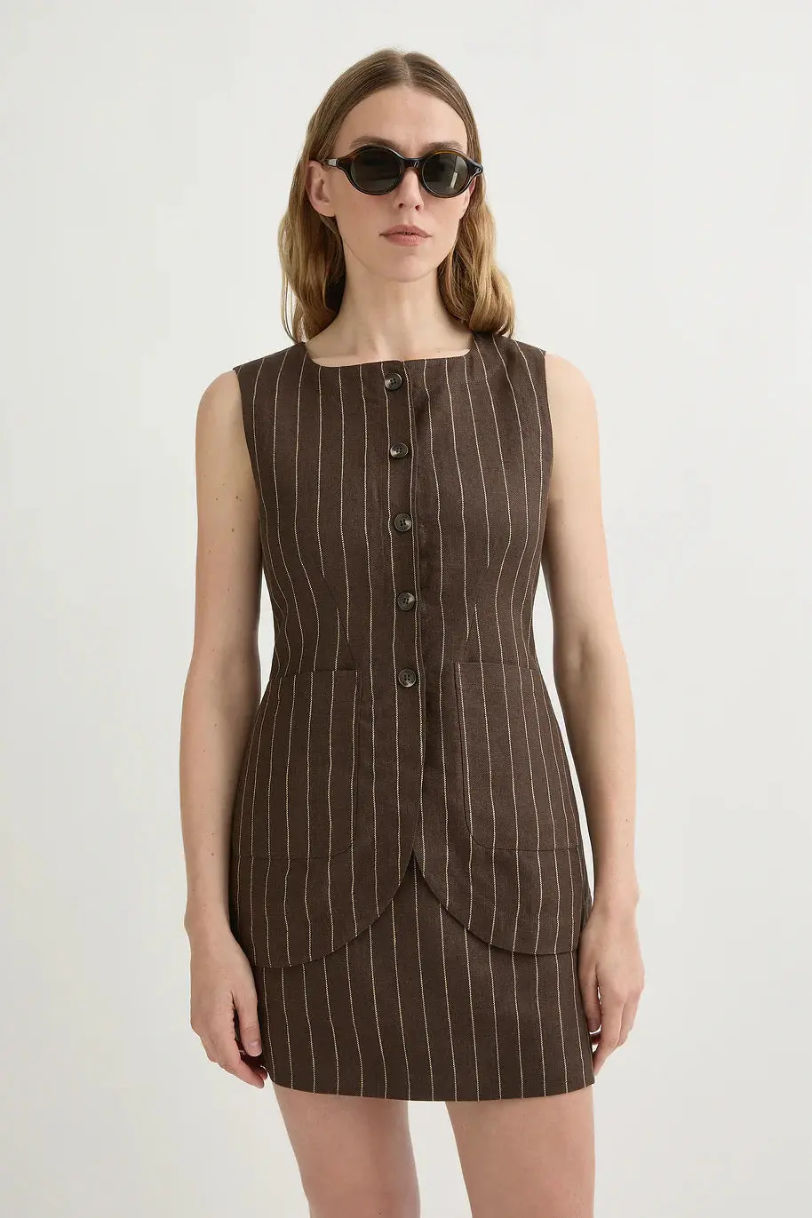 Emma Vest in Chocolate Pinstripe - Image 3