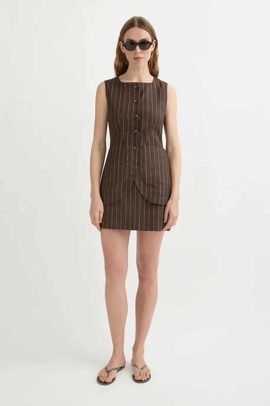 Emma Vest in Chocolate Pinstripe - Image 4