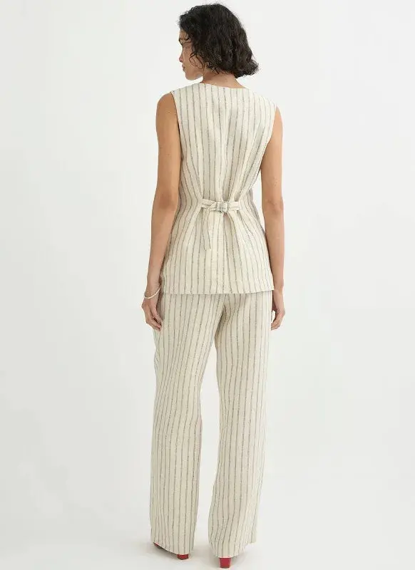 Emma Vest in Cream Pinstripe - Image 3