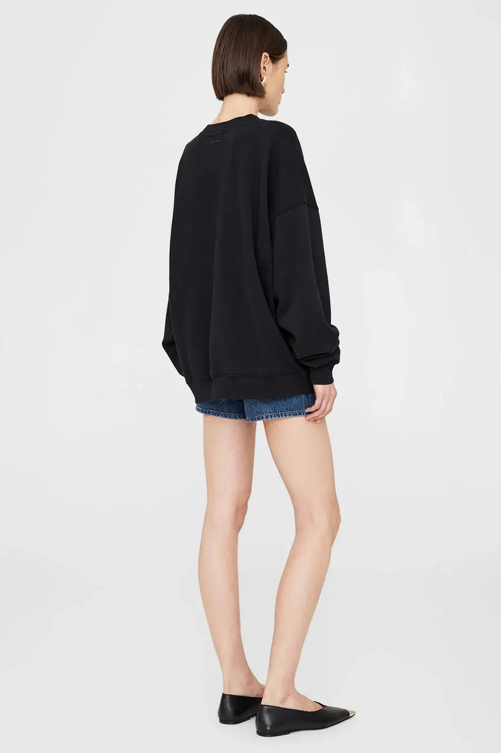 Miles Oversized Sweatshirt Letterman in Black - Image 3