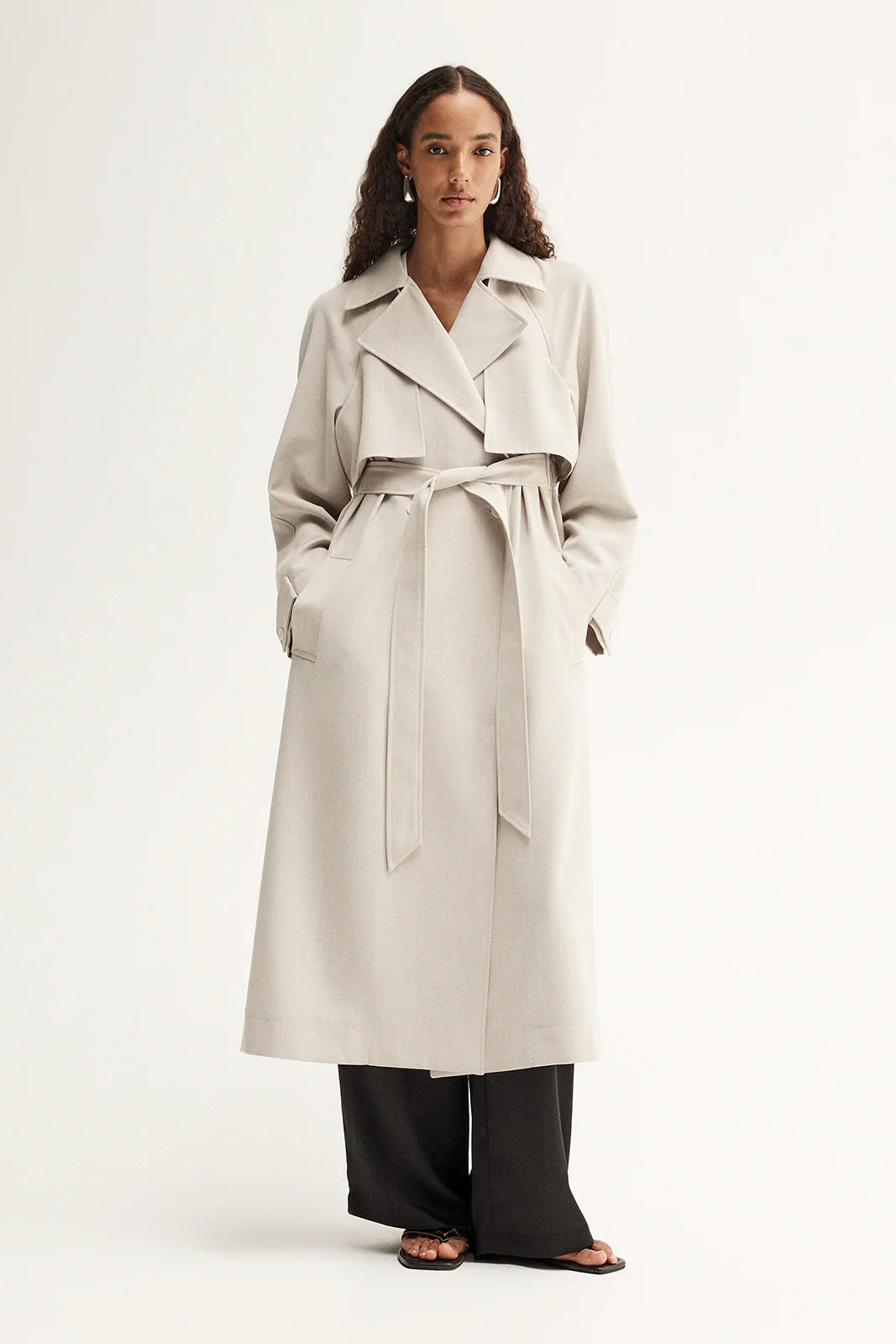 Nova Trench Coat in Pebble - Image 3