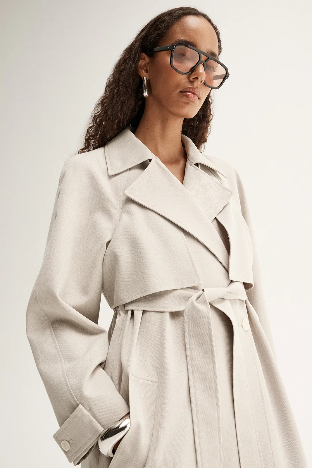 Nova Trench Coat in Pebble - Image 4