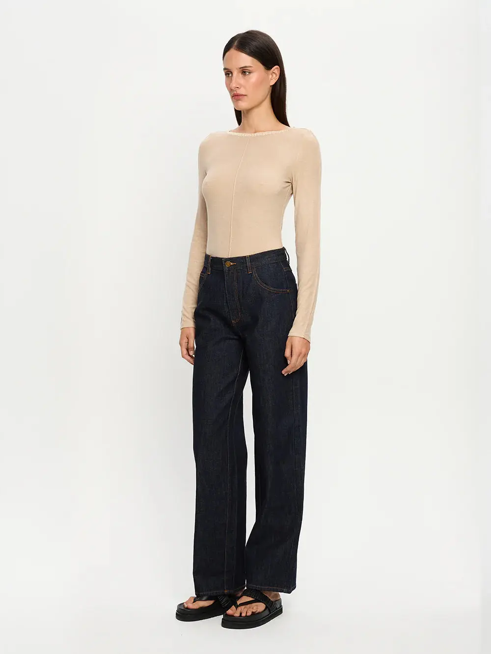 Quinn Knit Top in Taupe - Image 3