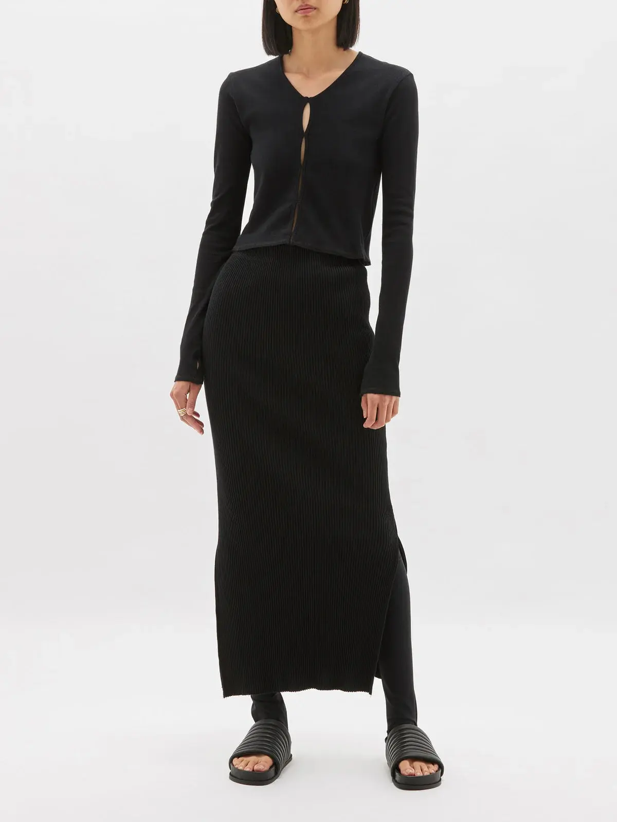 Slim Fit Cutout Detail Rib Top - Image 3