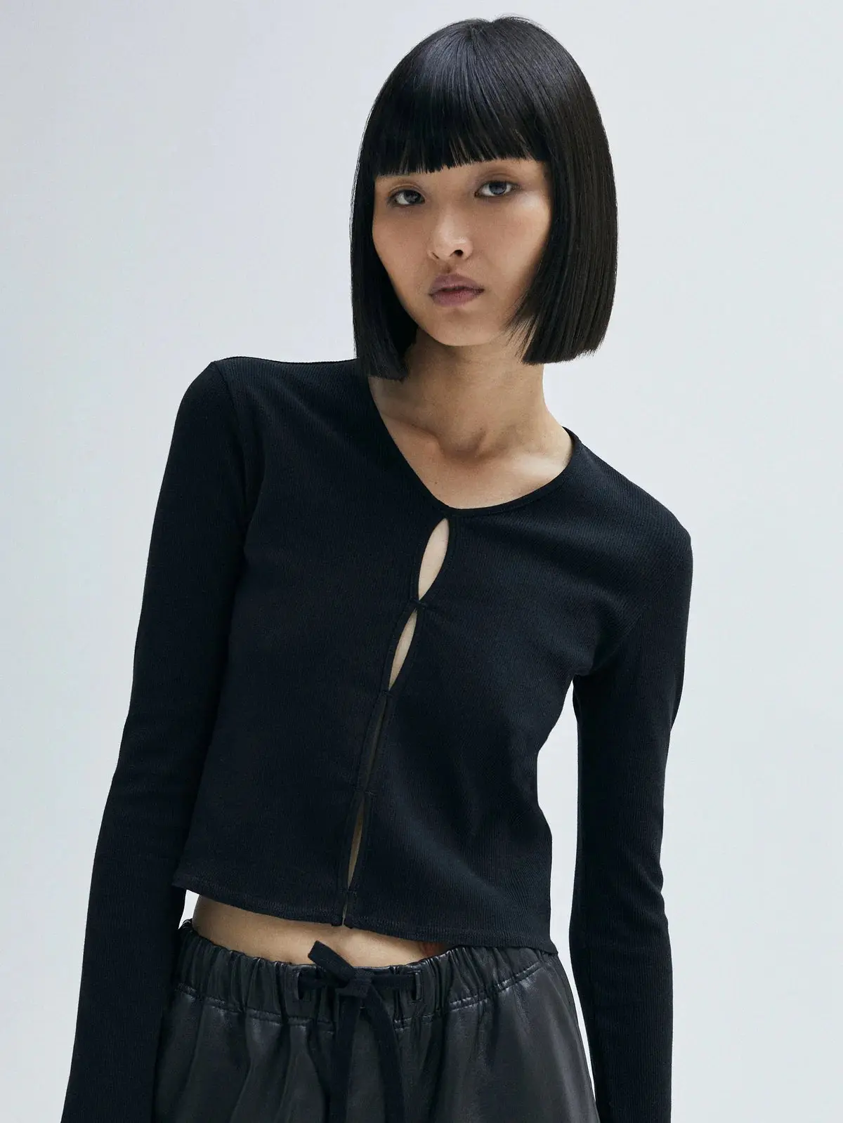 Slim Fit Cutout Detail Rib Top - Image 6