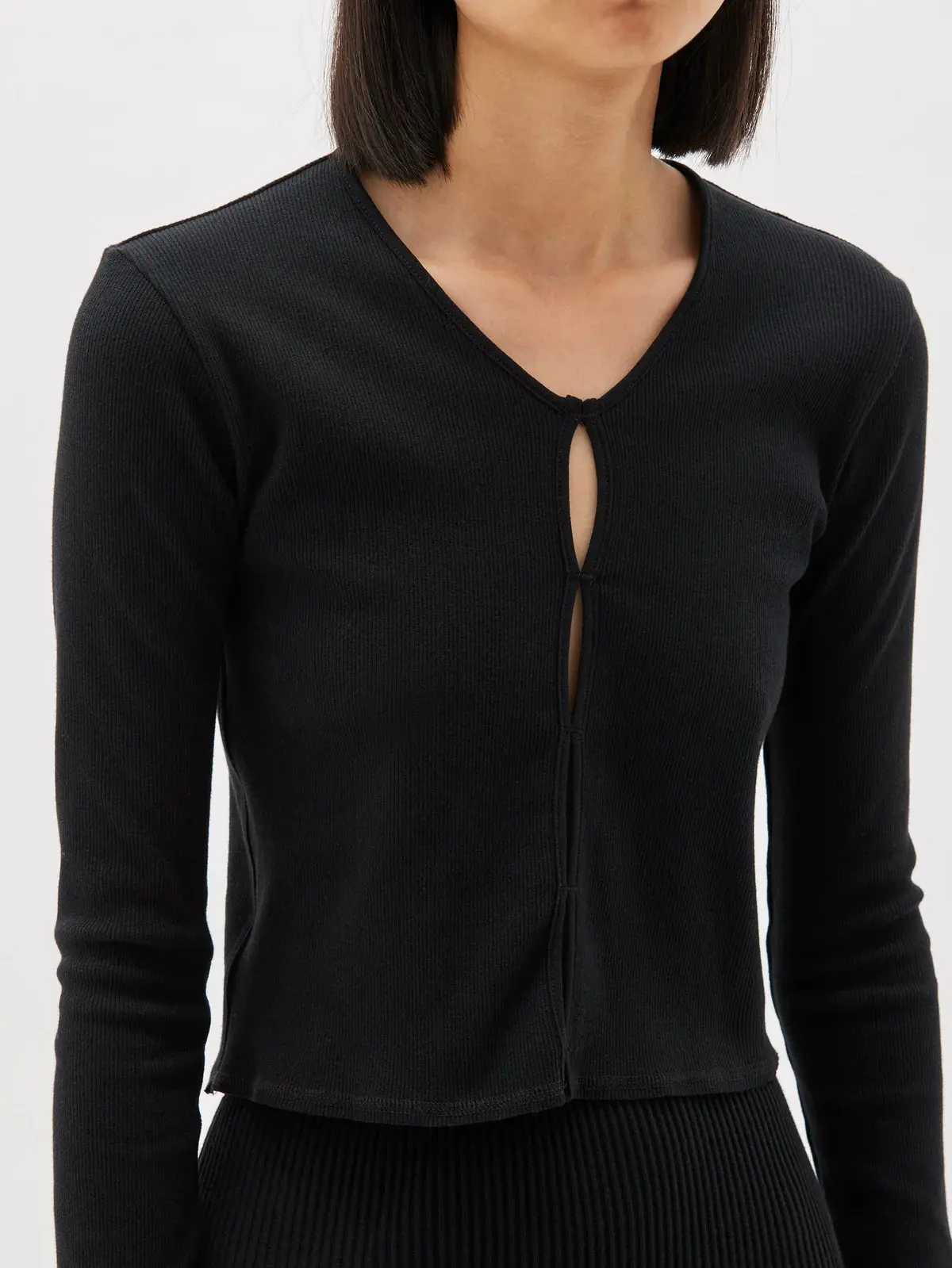 Slim Fit Cutout Detail Rib Top - Image 9