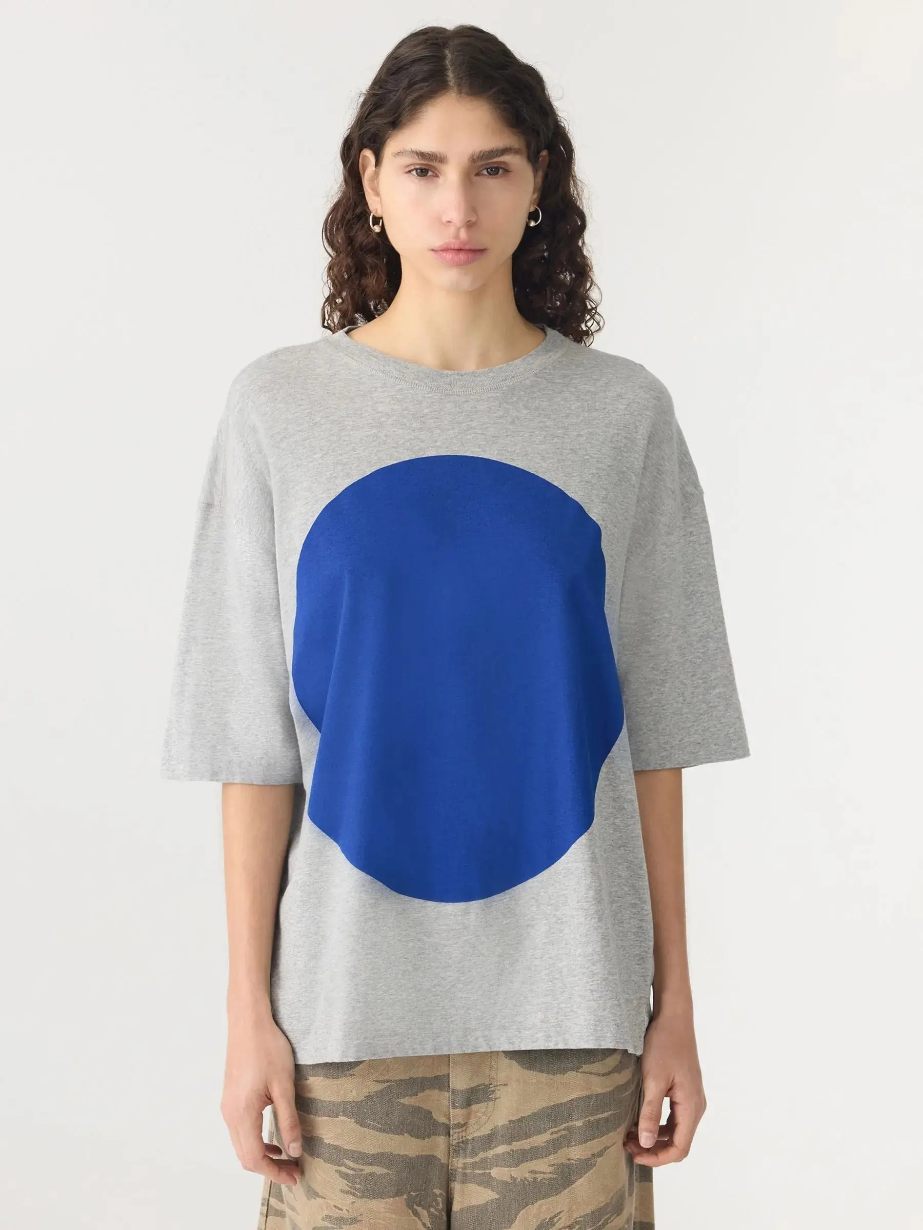 Slouch Dot Tee In Grey Marle Cobalt - Image 5