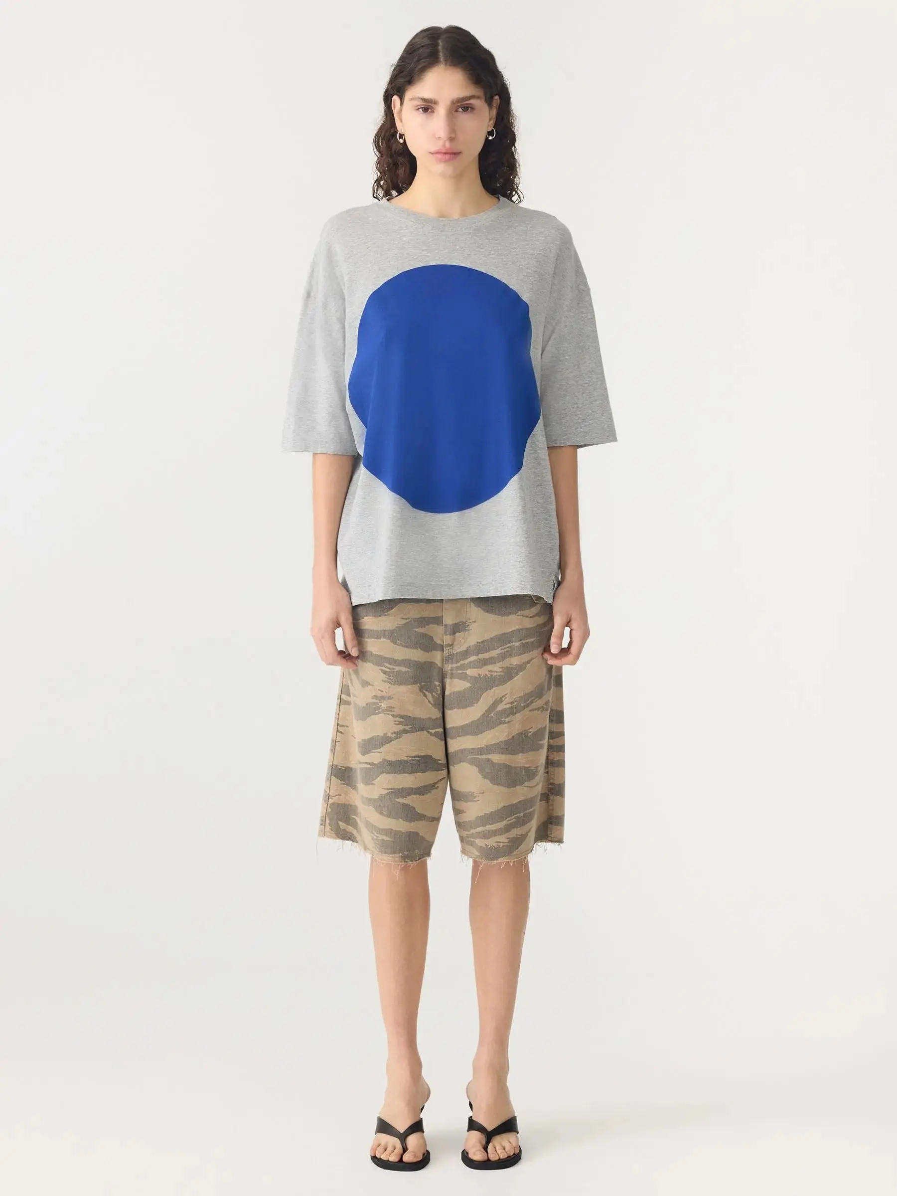 Slouch Dot Tee In Grey Marle Cobalt - Image 6