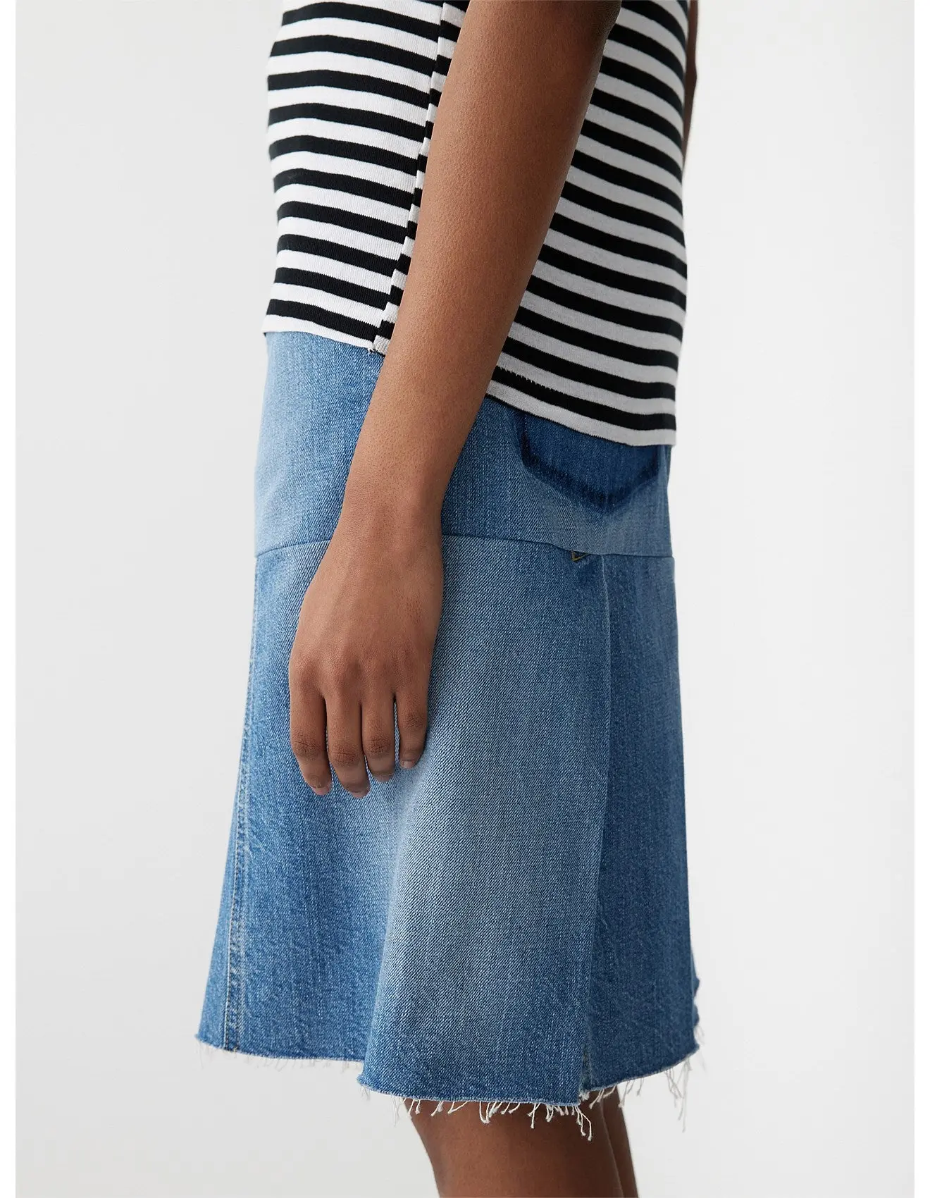 Stripe Rib Placket Short Sleeve Tshirt Black/White - Image 4