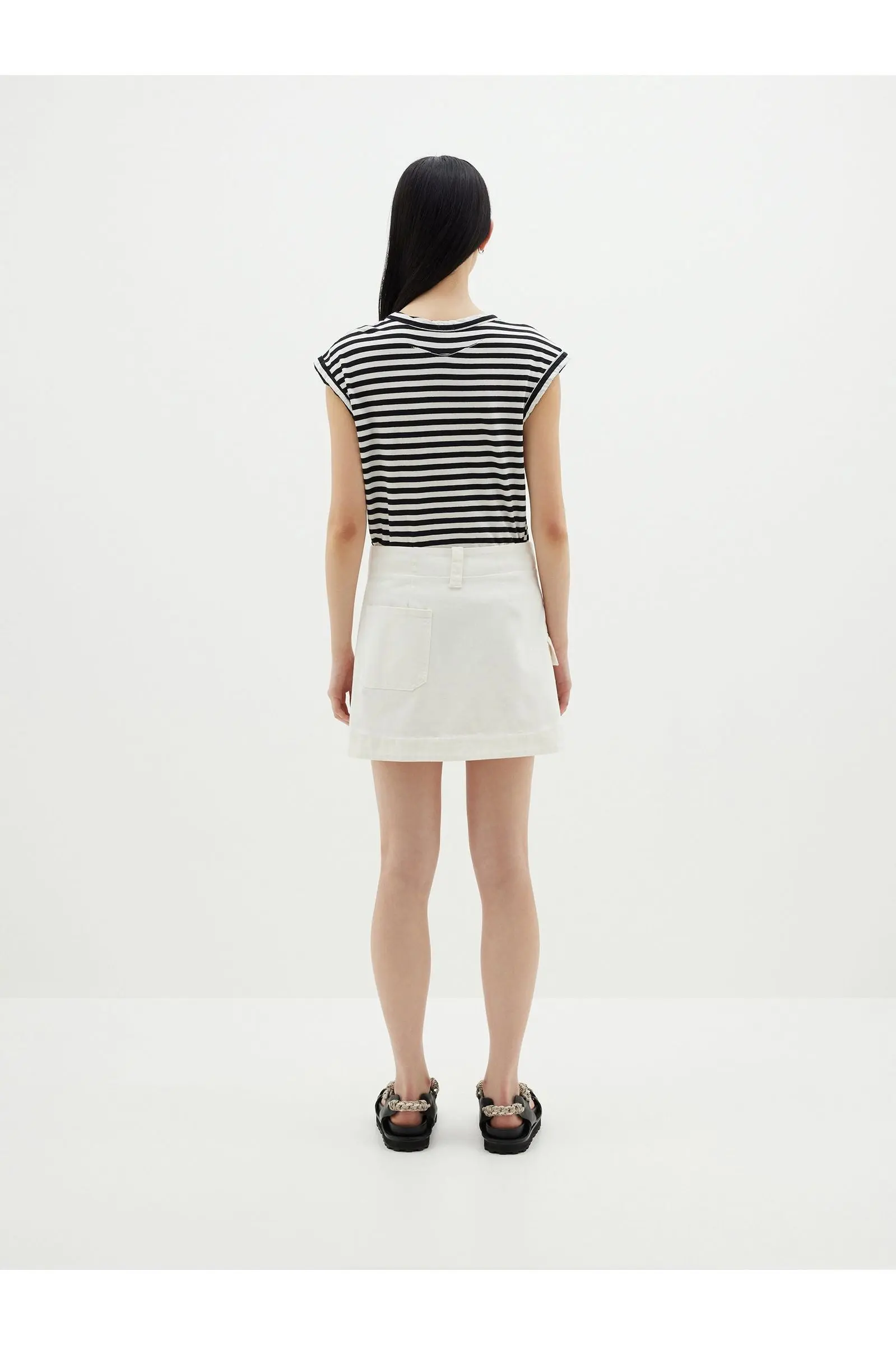 Stripe Scoop Muscle Tank in Black / Undyed - Image 4