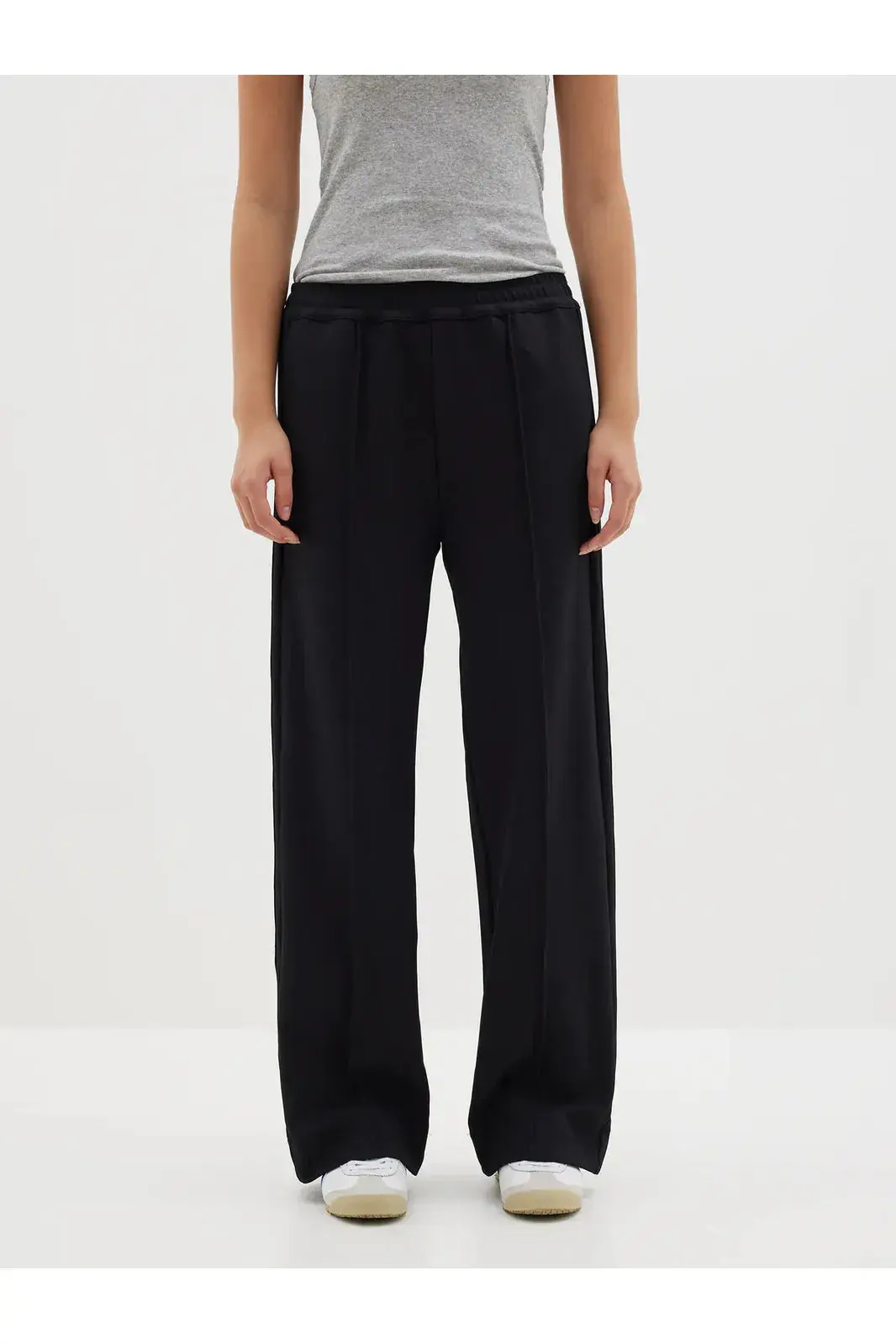 Twill Pinstitch Detail Pant in Black - Image 5